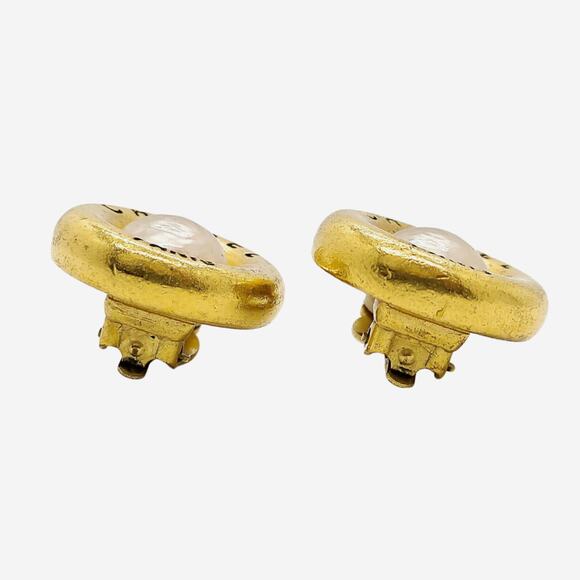 Chanel Faux Pearl 24k Gold-Plated Clip-on Earrings - Picture 3 of 8